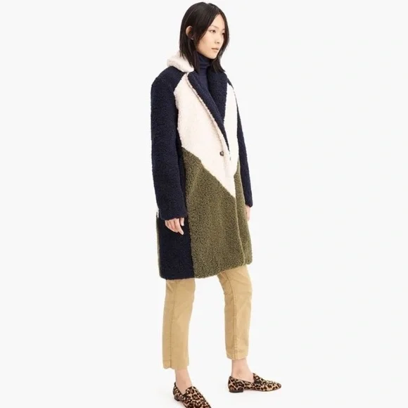 J.Crew Teddy Sherpa Topcoat in Colorblock - Picture 5 of 14